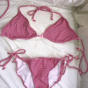 Pink and red with beads string bikini from Venus